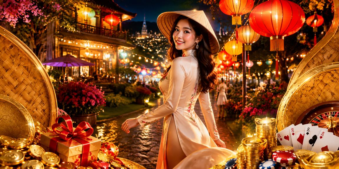 Giải trí casino Đà Lạt, phụ nữ đội nón lá trải nghiệm Jackpot buổi tối